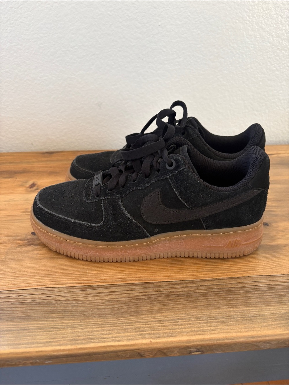 Nike Black Suede Low-Top Sneakers with Gum Sole
